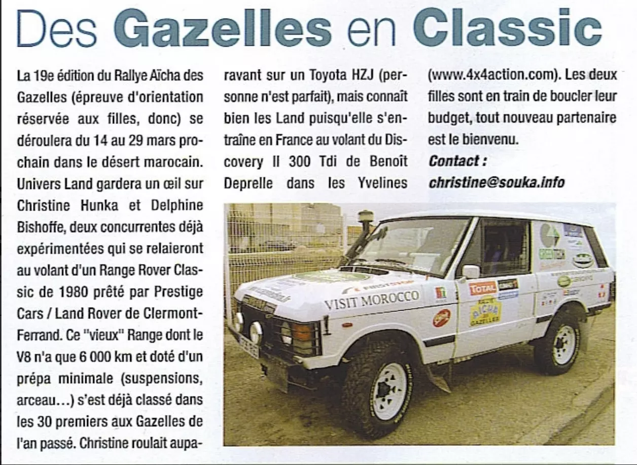 Rallye femmes : univers land aout sept oct