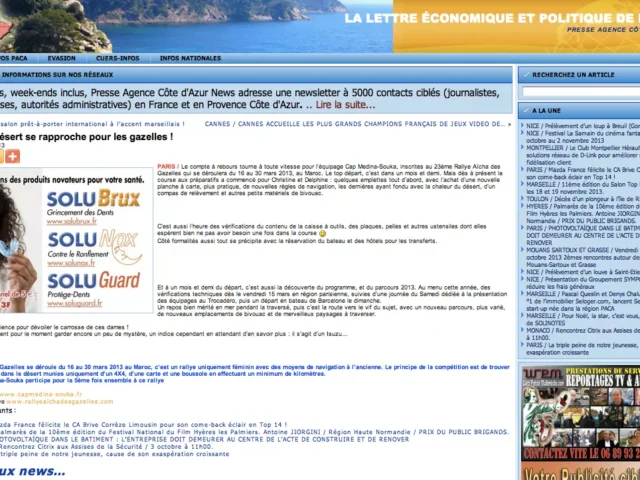Gazelle Aicha rallye : presse agence cote d’azur -5 février 2013