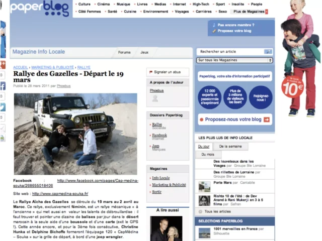 Jeep Rallye des gazelles : départ le 19 Mars