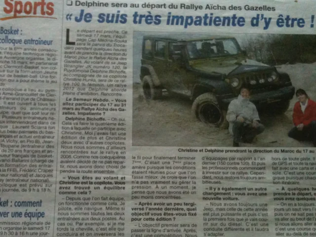 Rallye : Hebdo article rallye des Gazelles