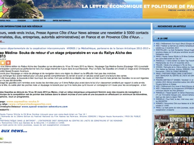 Rallye Gazelle – presse agence cote d’azur – 10 dec 2012