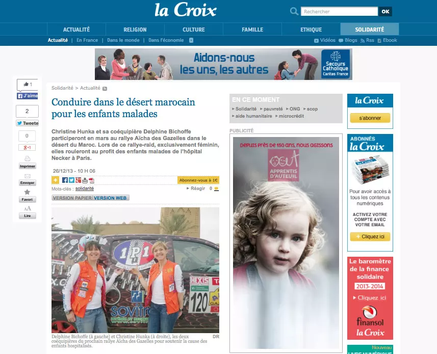 Article La croix – rallye des gazelles