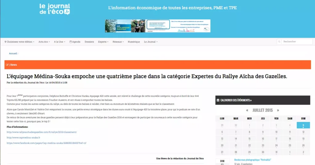 Journal de l&rsquo;éco – Rallye des Gazelles