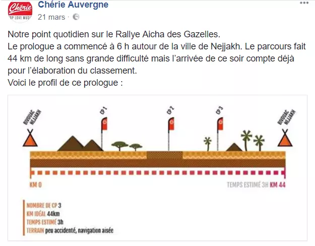 Post sur le FaceBook de Chérie Auvergne