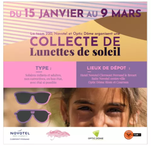 Post sur FaceBook de Chérie Auvergne – Collecte de Lunettes