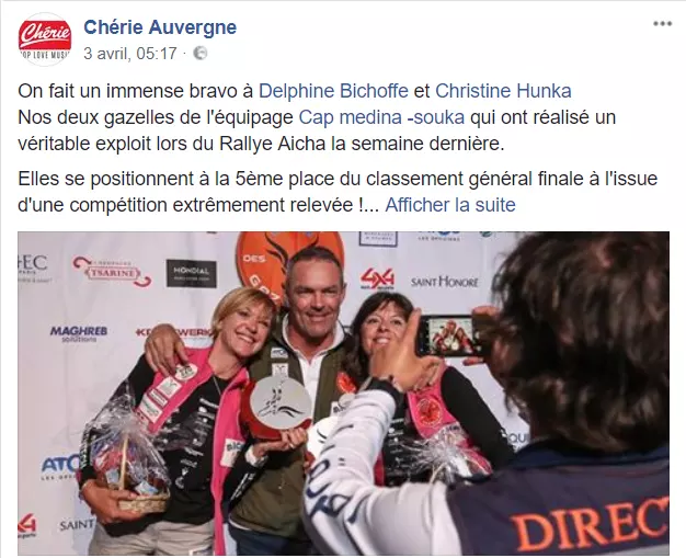 Post sur FaceBook de Chérie Auvergne