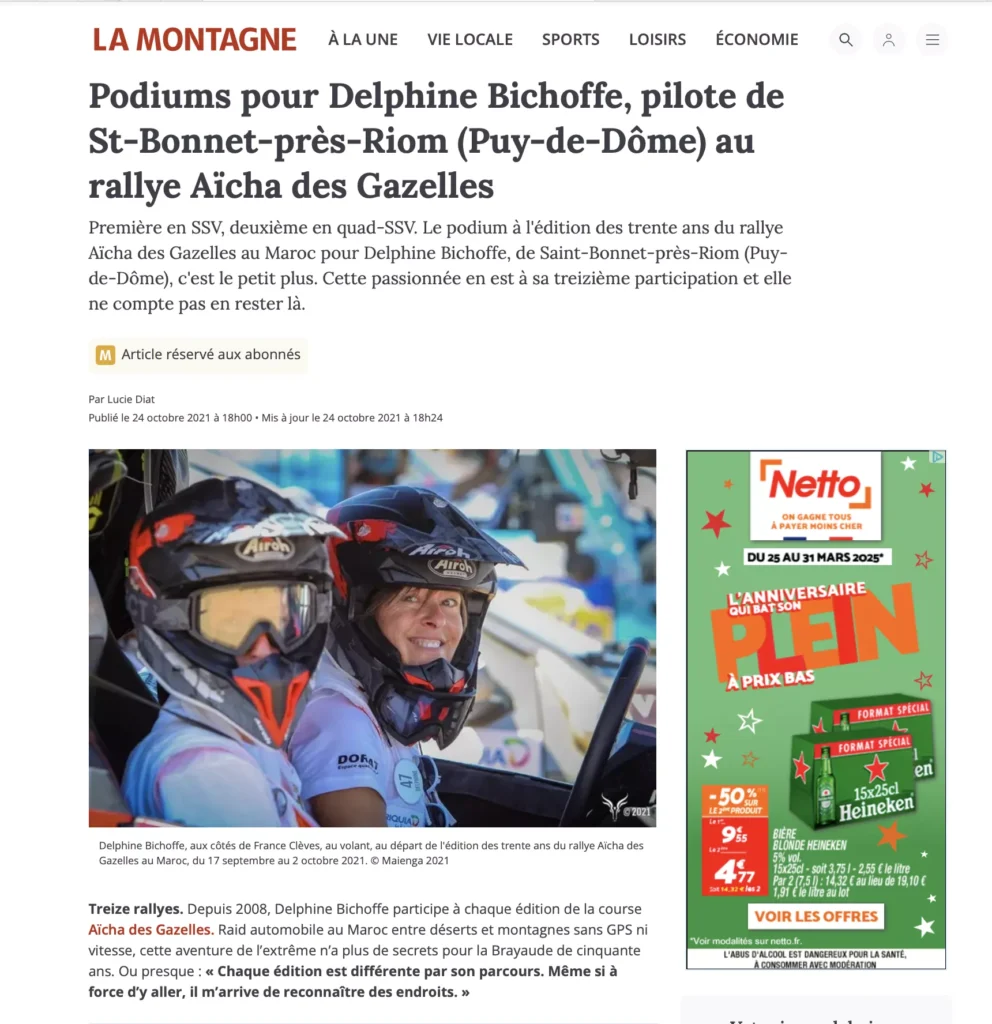 Podiums pour Delphine Bichoffe, pilote de St-Bonnet-près-Riom (Puy-de-Dôme) au rallye Aïcha des Gazelles