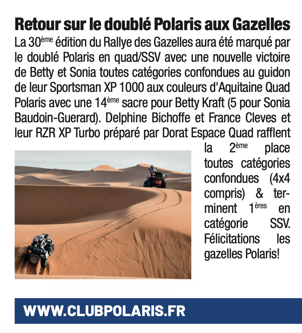 Article dans la newsletter de Polaris